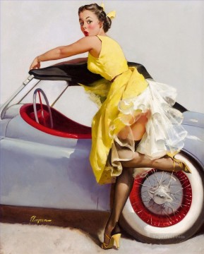  1955 oil painting - cover up 1955 pin up